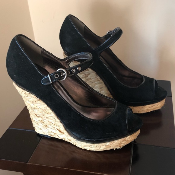 Charles David Straw Wedge Sandals With Strap - Picture 2 of 3